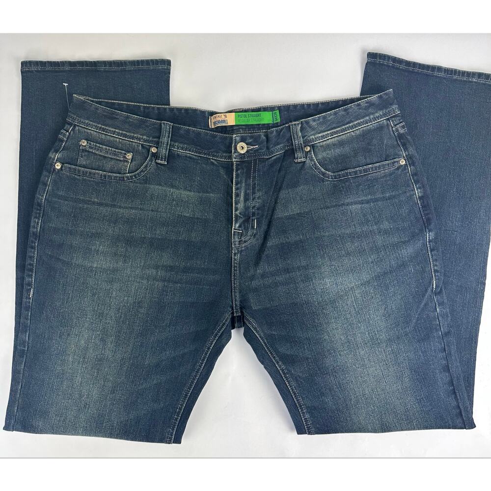 Rock and Roll Denim Vtg 46 Pistol Straight Leg Regular Fit Jeans 44x36 Dark Wash